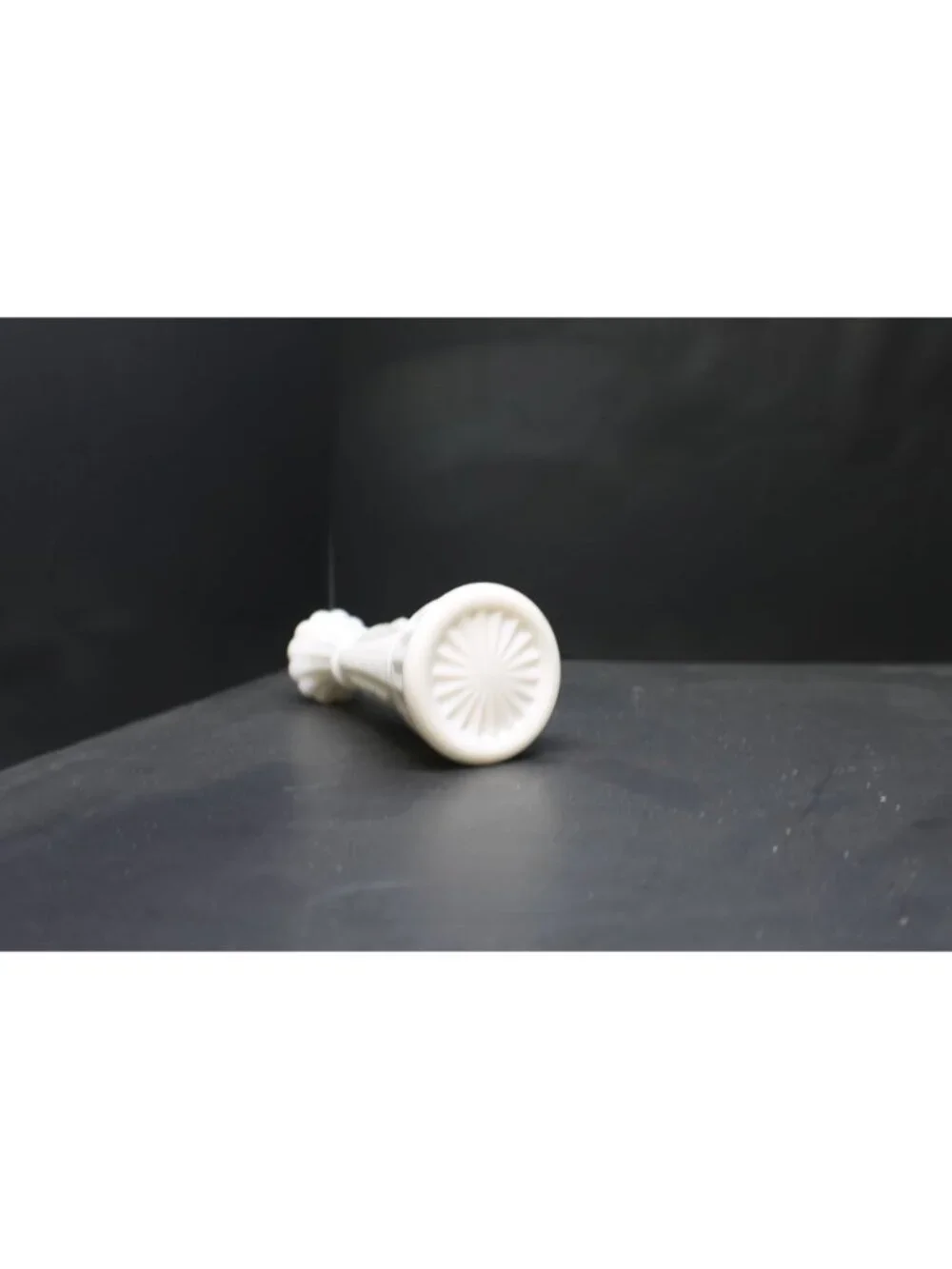 White Milk Glass Vase Diamond Ribbed Pattern 6.5